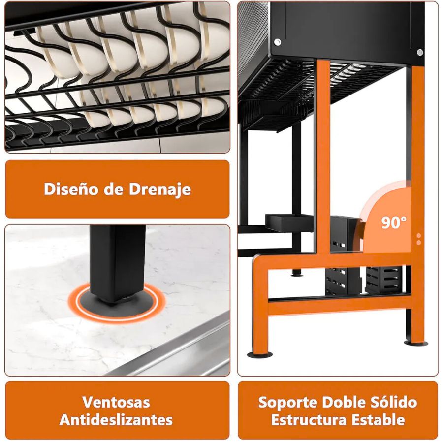 Escurridor de Platos con Tapa, ahorrador de Espacio 8 escurridor de platos ahorra espacio con puerta 10