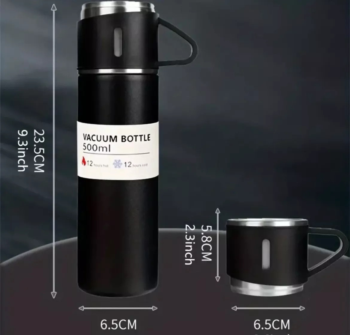 set termo y pocillos de acero inoxidable 500ml 2