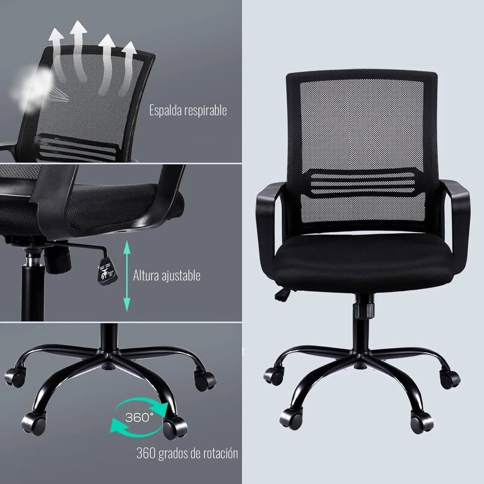 silla ejecutiva ergonomica malla negra confort y estilo 1
